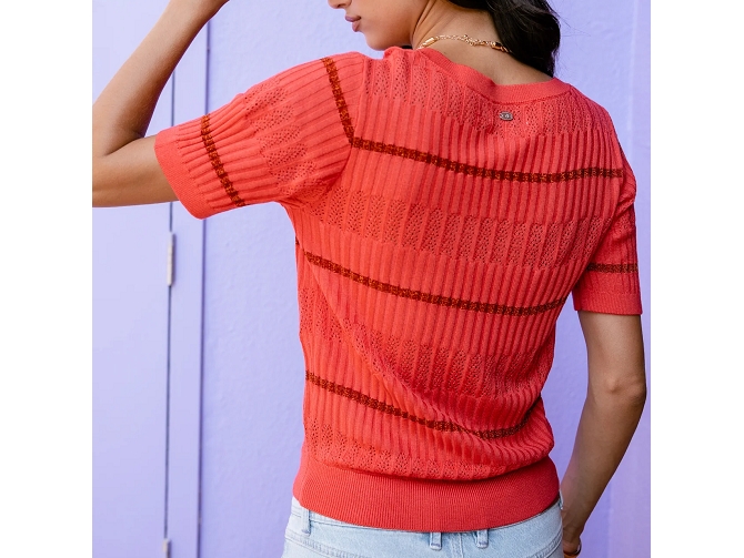 pull - MANCHE LONGUE - vetement femme - Coton - Orange - Freeman t.porter8179001_4