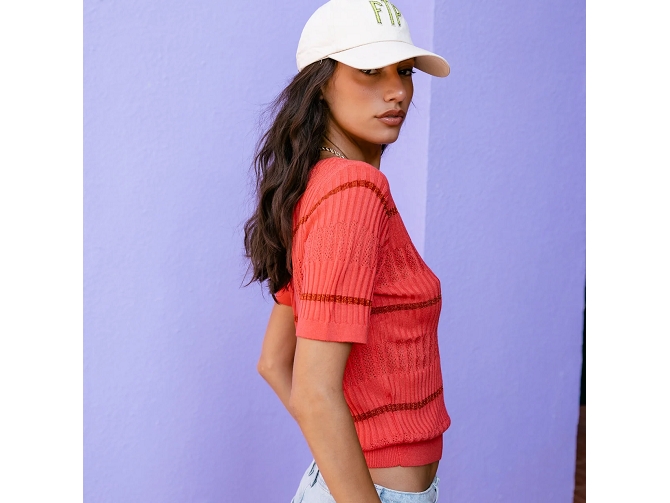 pull - MANCHE LONGUE - vetement femme - Coton - Orange - Freeman t.porter8179001_5