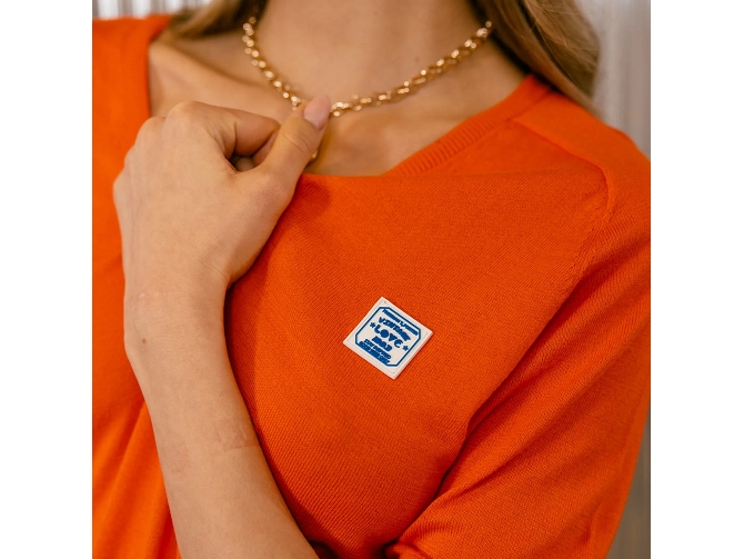 pull - MANCHE COURTE - vetement femme - Coton - Orange - Freeman t.porter8179401_4