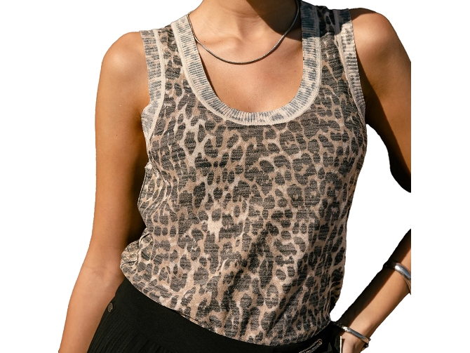 tee shirt - DEBARDEUR - vetement femme - Coton - Léopard - Freeman t.porter