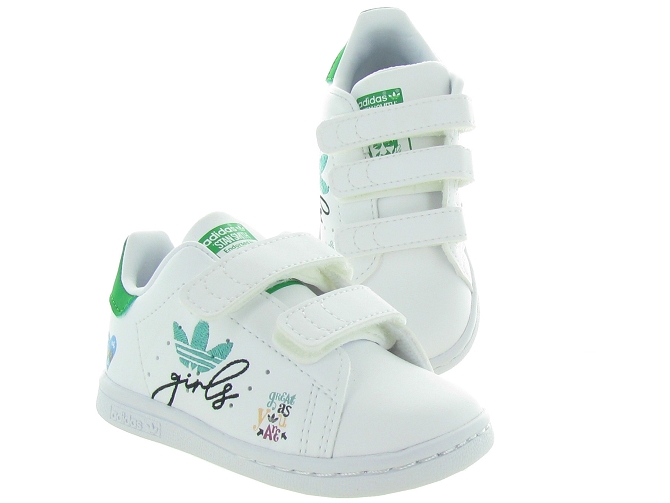 Adidas baskets et sneakers stan smith cf girl velcro blanc
