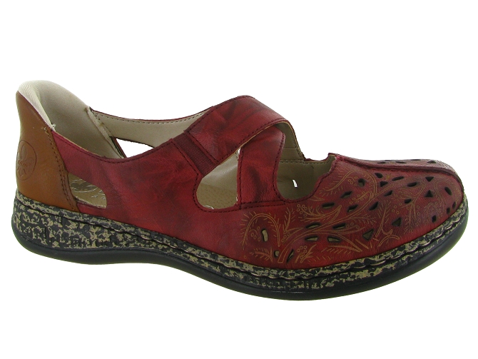 ballerines - Ballerine plate - femme - Cuir - Rouge - Rieker
