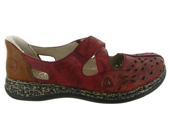 ballerines - Ballerine plate - femme - Cuir - Rouge - Rieker9620002_2
