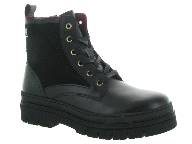 bottines et boots - Motardes - femme - Cuir - Noir - Tommy hilfiger
