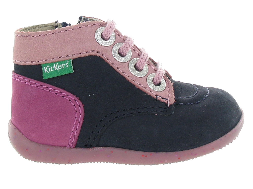 Kickers Bonzip 2 91026110133 - Stivaletti Alla Caviglia Donna In Pelle, Rosa Chiaro, Con Lacci E Zip Laterale - 2