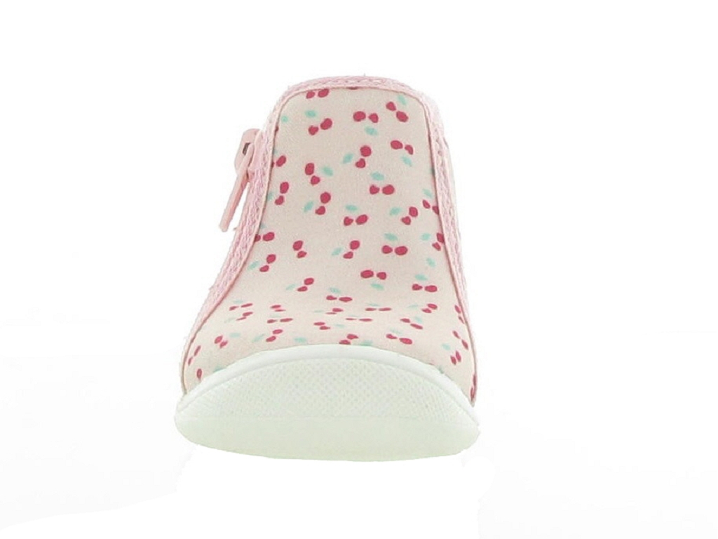 Chaussons Bellamy, chaussons bébé fille motif pingouin rose