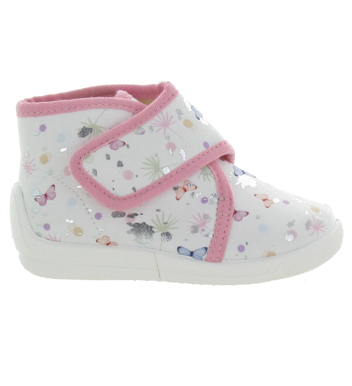 Chaussons Bellamy, chaussons bébé filles motif papillon rose