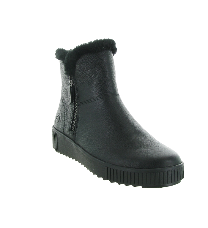 apres ski bottes fourrees Botte de neige femme Cuir Noir Remonte