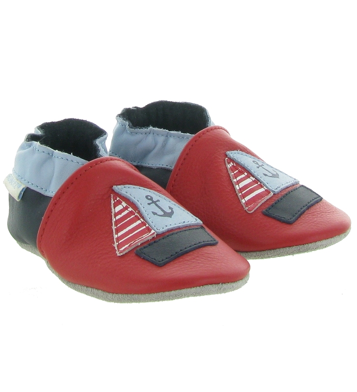 chaussons et pantoufles bebe garcon Robeez french boat rouge