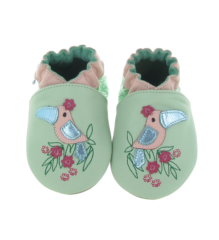 chaussons et pantoufles bebe fille Robeez exotic toucan vert