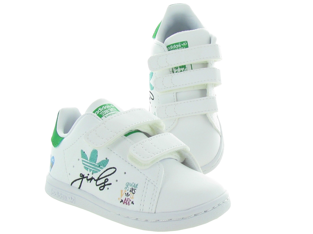 baskets et sneakers mixte b j Adidas stan smith cf girl velcro